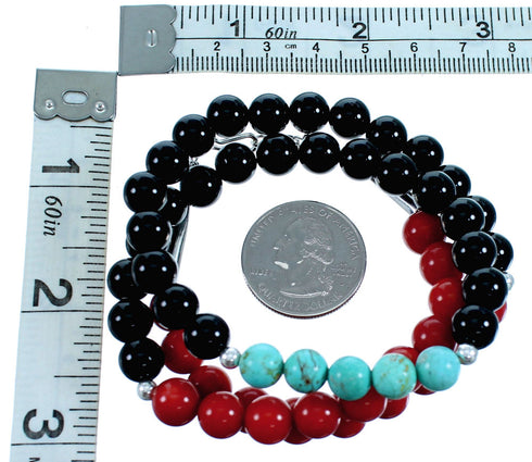 Multicolor And Sterling Silver Southwest Bead Necklace RX114623
